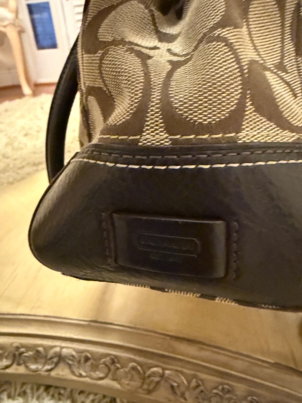Coach Hampton Signature C Tan/Brown Canvas Carryall Satchel 11062 Y2K - Picture 9 of 16